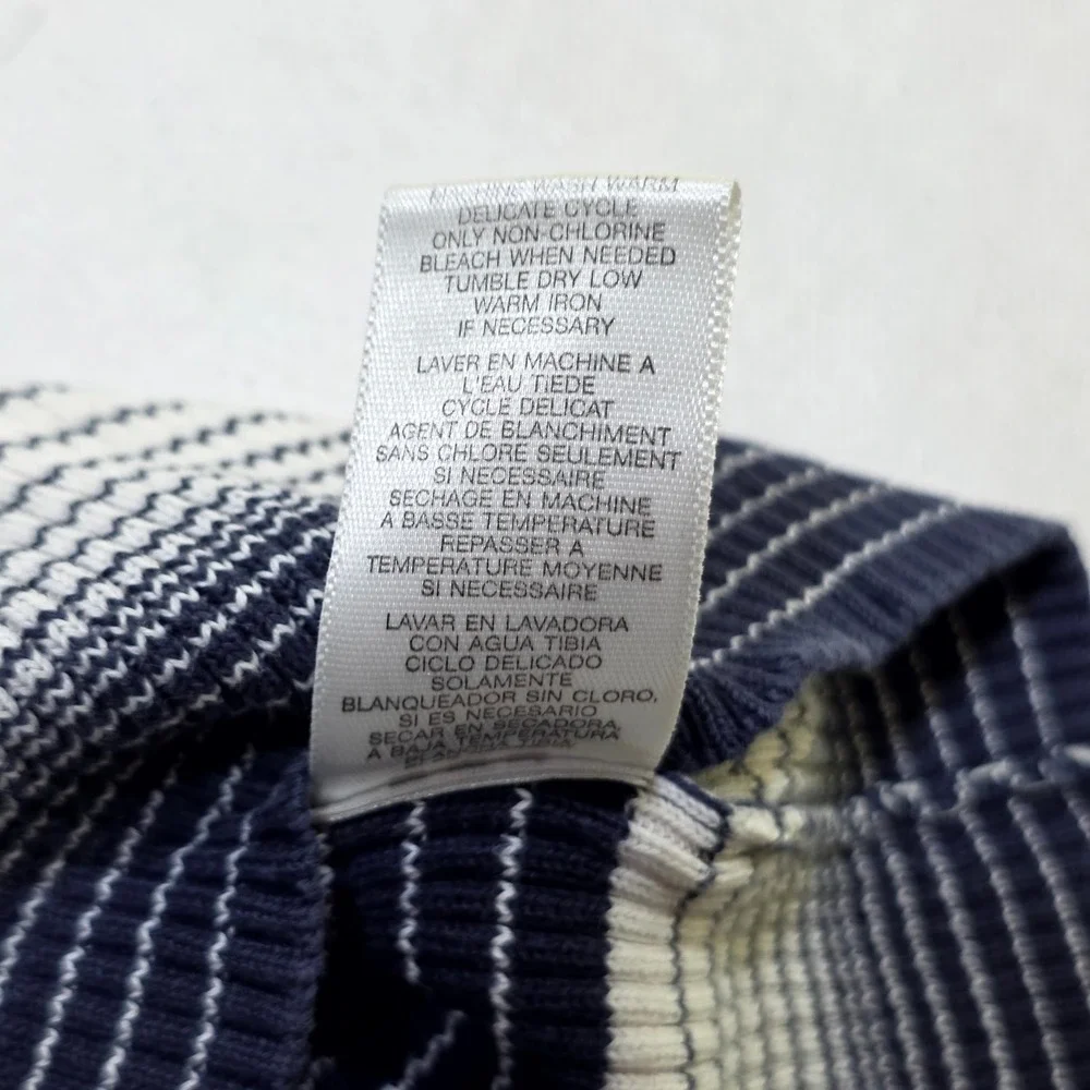 MICHAEL Michael Kors Sweater Mens Medium Navy Blue Ombre Striped Ribbed Knit